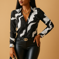 Black and White Printed Blouse for Women | Casual Style, Lightweight Fabric, Perfect for Everyday Wear