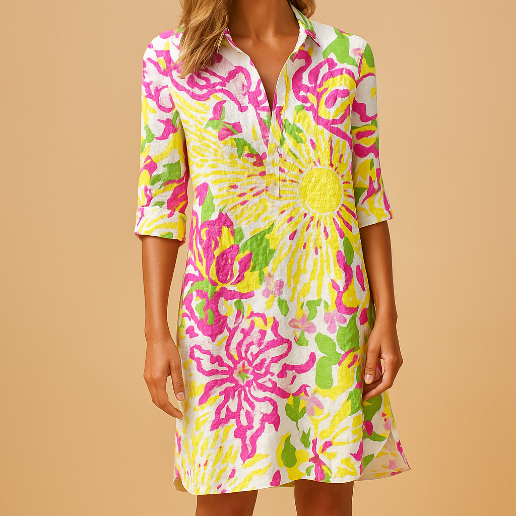 Boho summer dress with V-neck for women | Clara