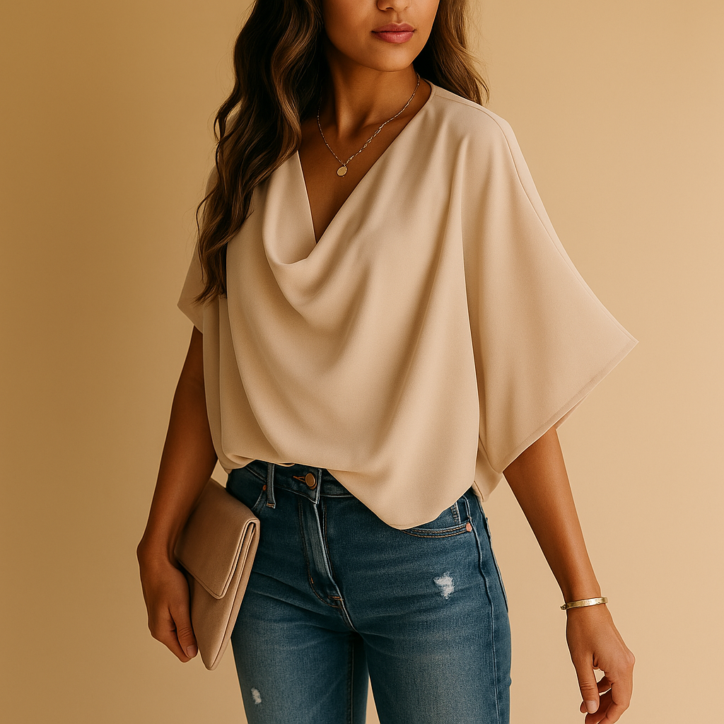 Chiffon Batwing Sleeve Blouse for Women | Lightweight Casual Top for Everyday Wear