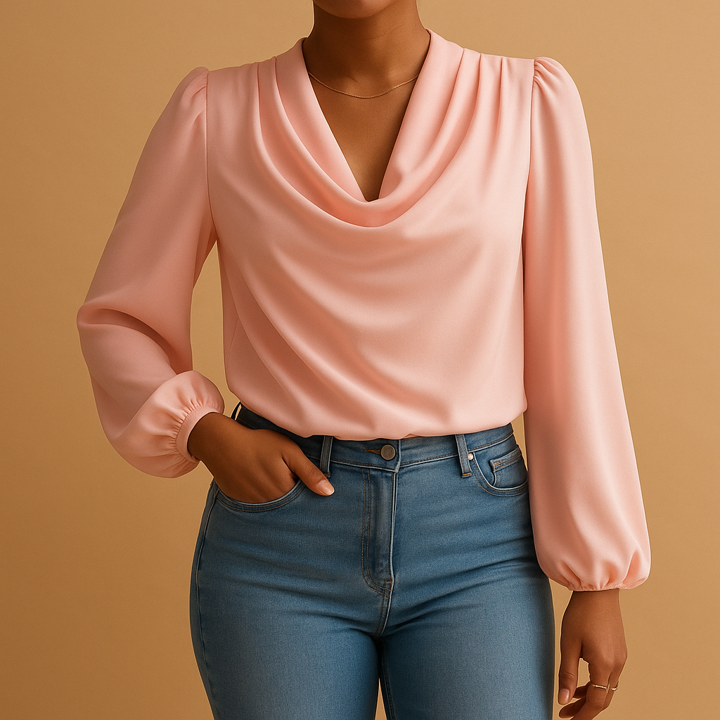 Chiffon Puff Sleeve Blouse for Women | Elegant Casual Top for Work or Outings