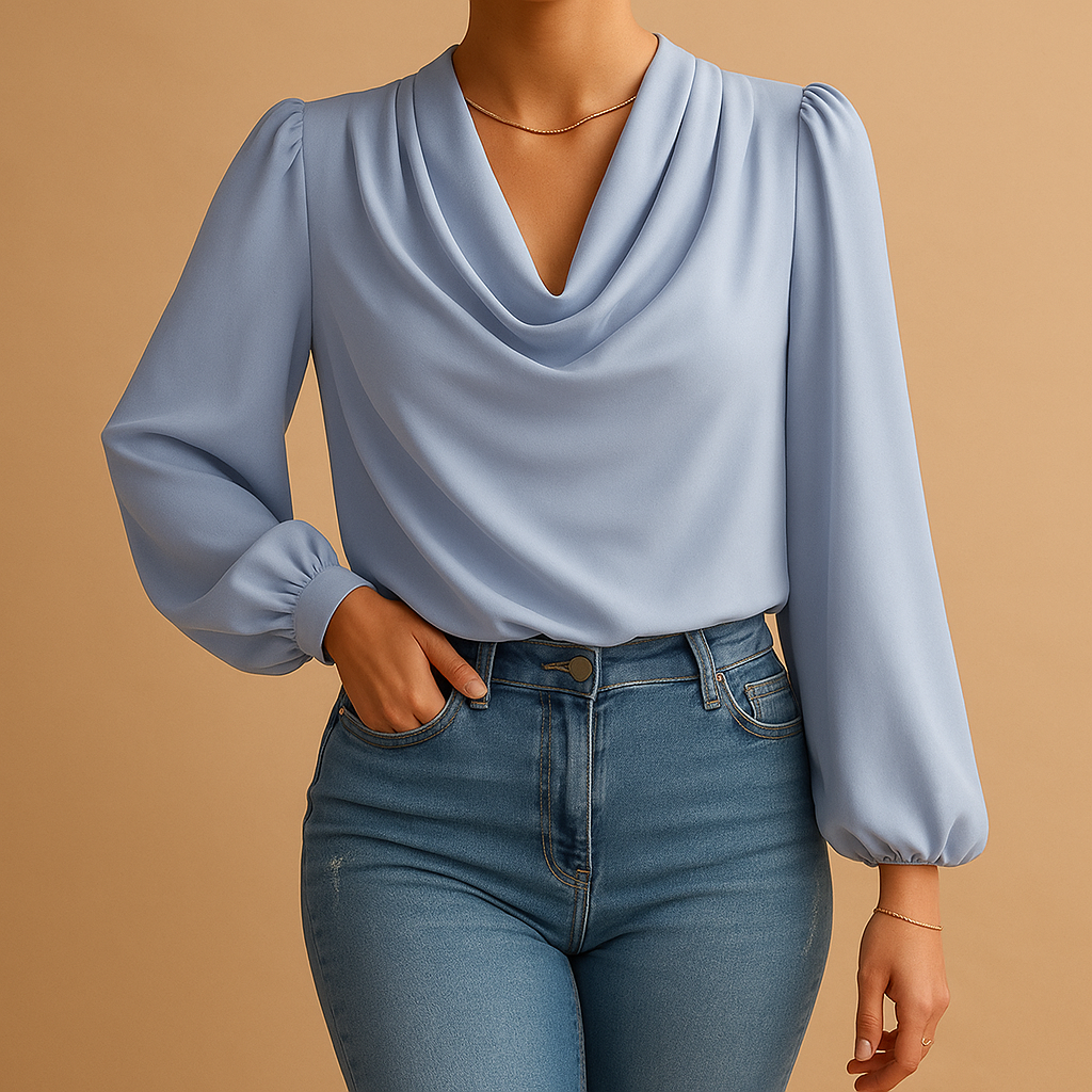 Chiffon Puff Sleeve Blouse for Women | Elegant Casual Top for Work or Outings