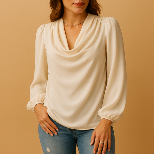 Chiffon Puff Sleeve Blouse for Women | Elegant Casual Top for Work or Outings