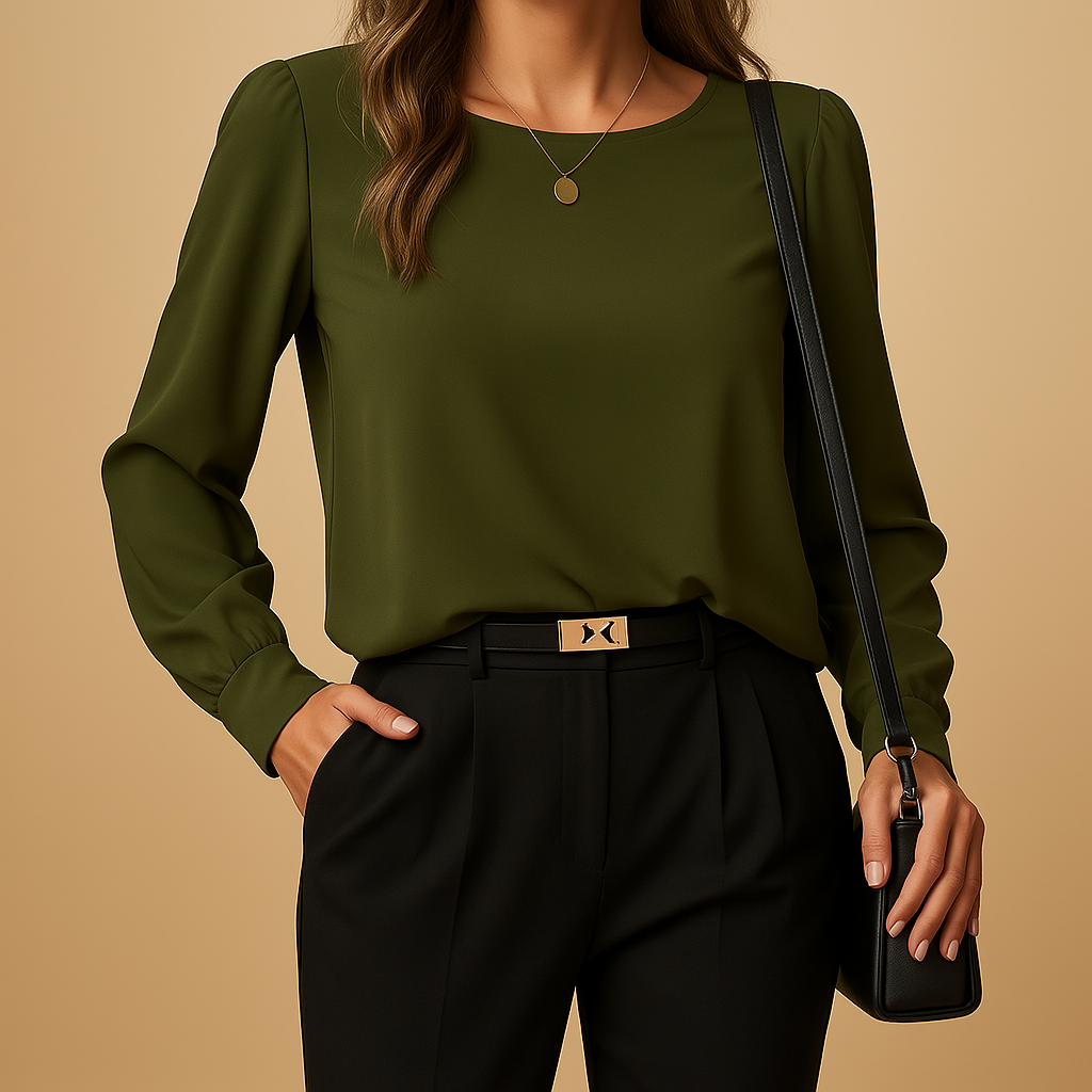 Classic Long-Sleeve Women's Blouse | Soft Fabric | Versatile Everyday Wear | Available in Multiple Colors