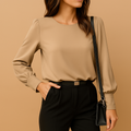 Classic Long-Sleeve Women's Blouse | Soft Fabric | Versatile Everyday Wear | Available in Multiple Colors