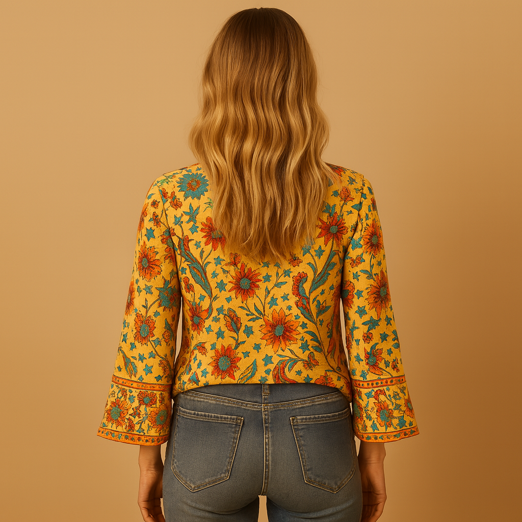 Floral Women's Blouse | Flared Sleeves | Casual Wear Top | Lightweight Fabric