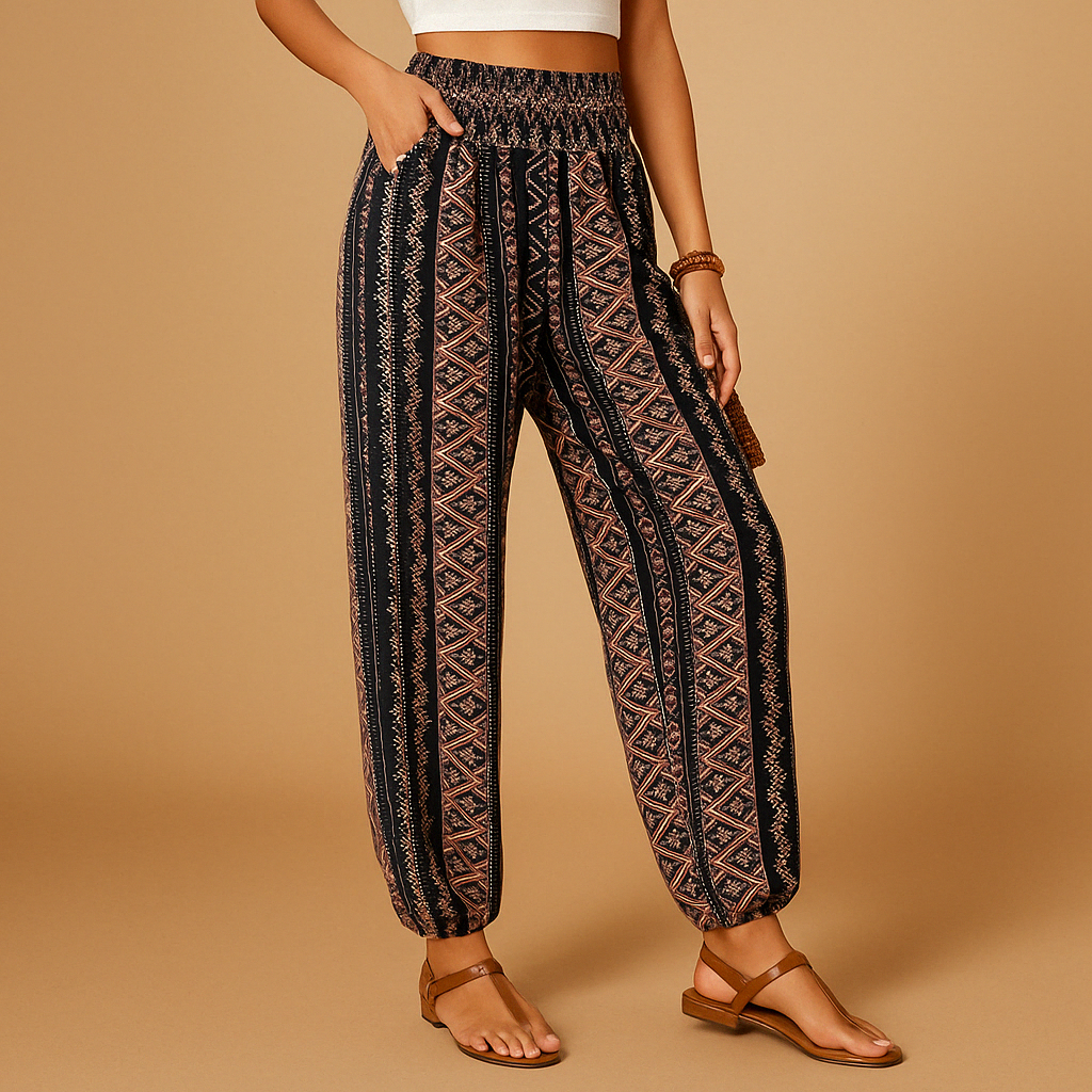 High Waist Boho Pants for Women | Lightweight Cotton | Casual Chic | Perfect for Summer Outings