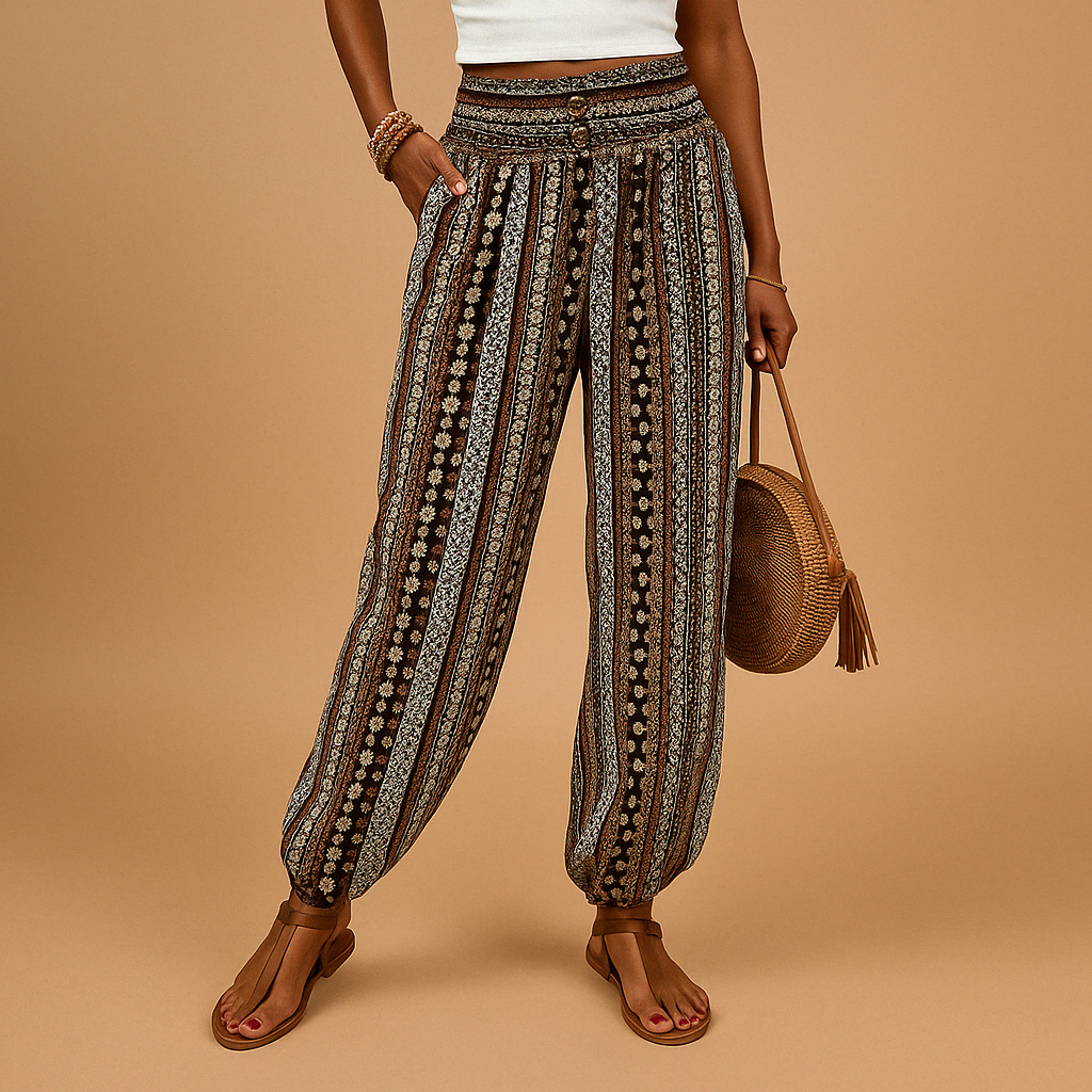 High Waist Boho Pants for Women | Lightweight Cotton | Casual Chic | Perfect for Summer Outings