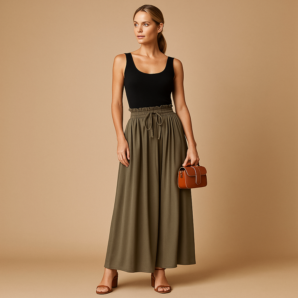 High-Waist Wide-Leg Pants for Women | Comfortable Cotton Blend | Casual Trousers for Everyday Wear
