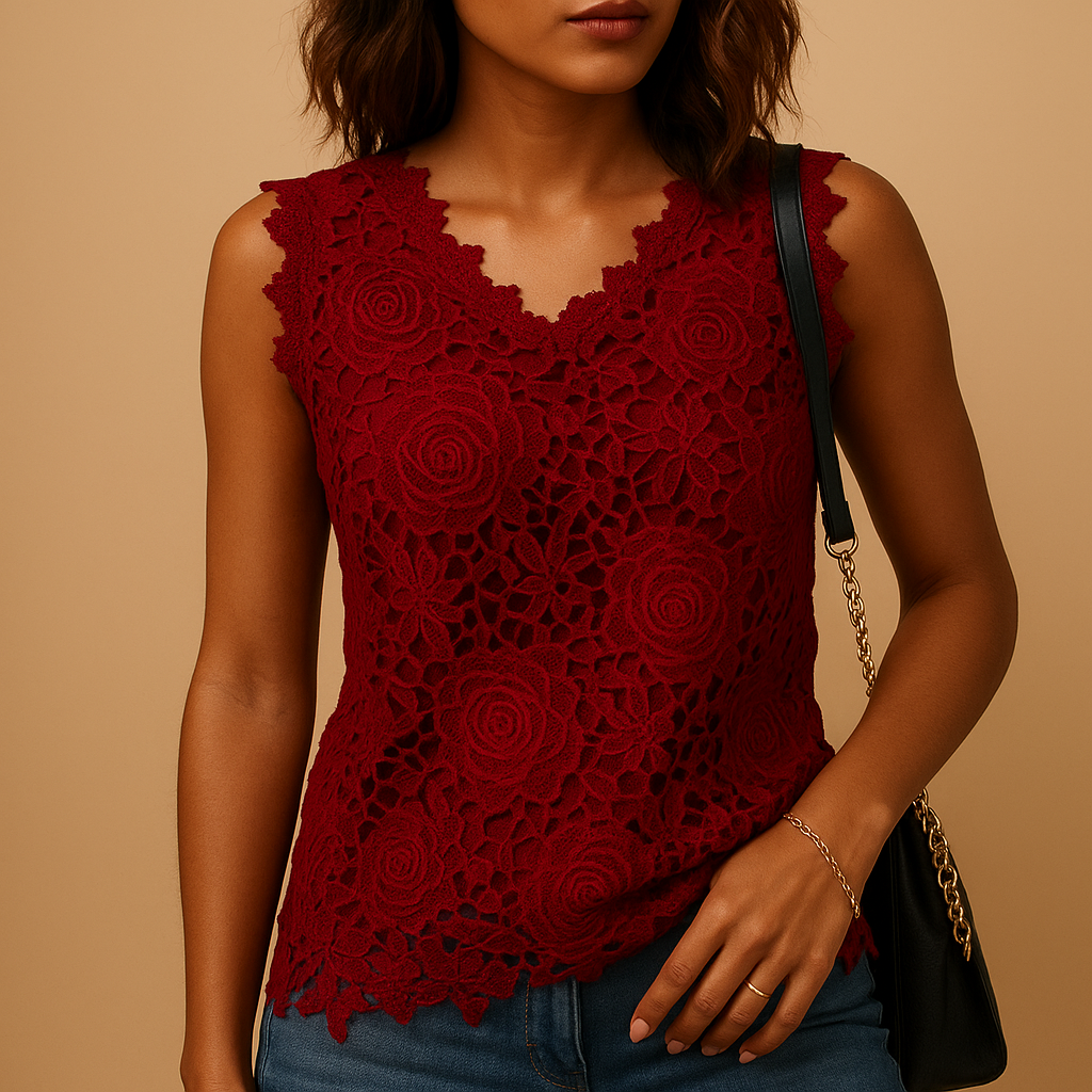 Lace Round Neck Blouse for Women | Elegant Casual Top for Everyday Wear