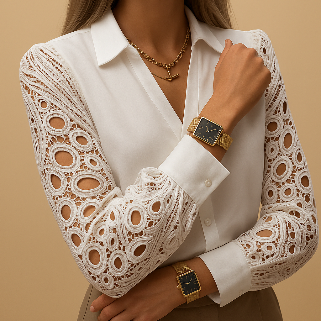 Lace Sleeve Blouse for Women | Elegant Design for Casual or Dressy Occasions | Lightweight Fabric