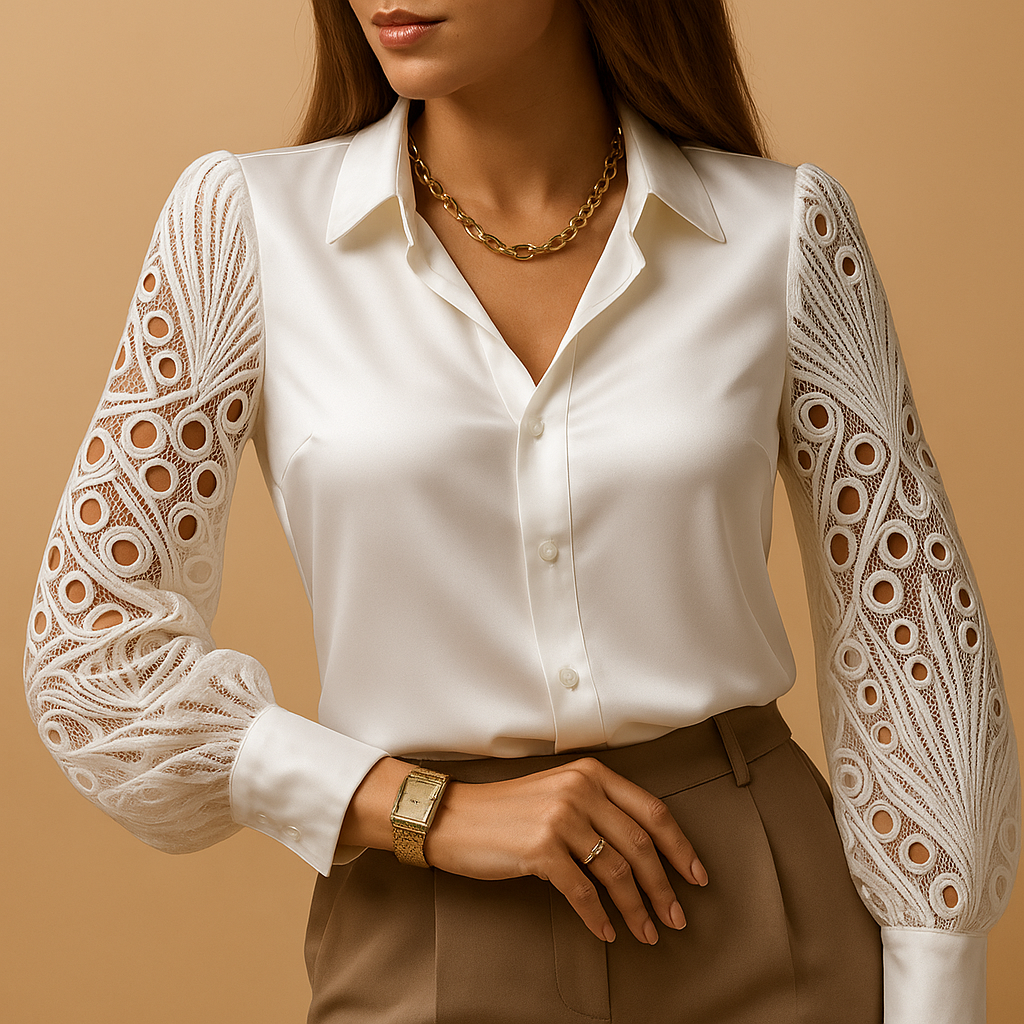 Lace Sleeve Blouse for Women | Elegant Design for Casual or Dressy Occasions | Lightweight Fabric