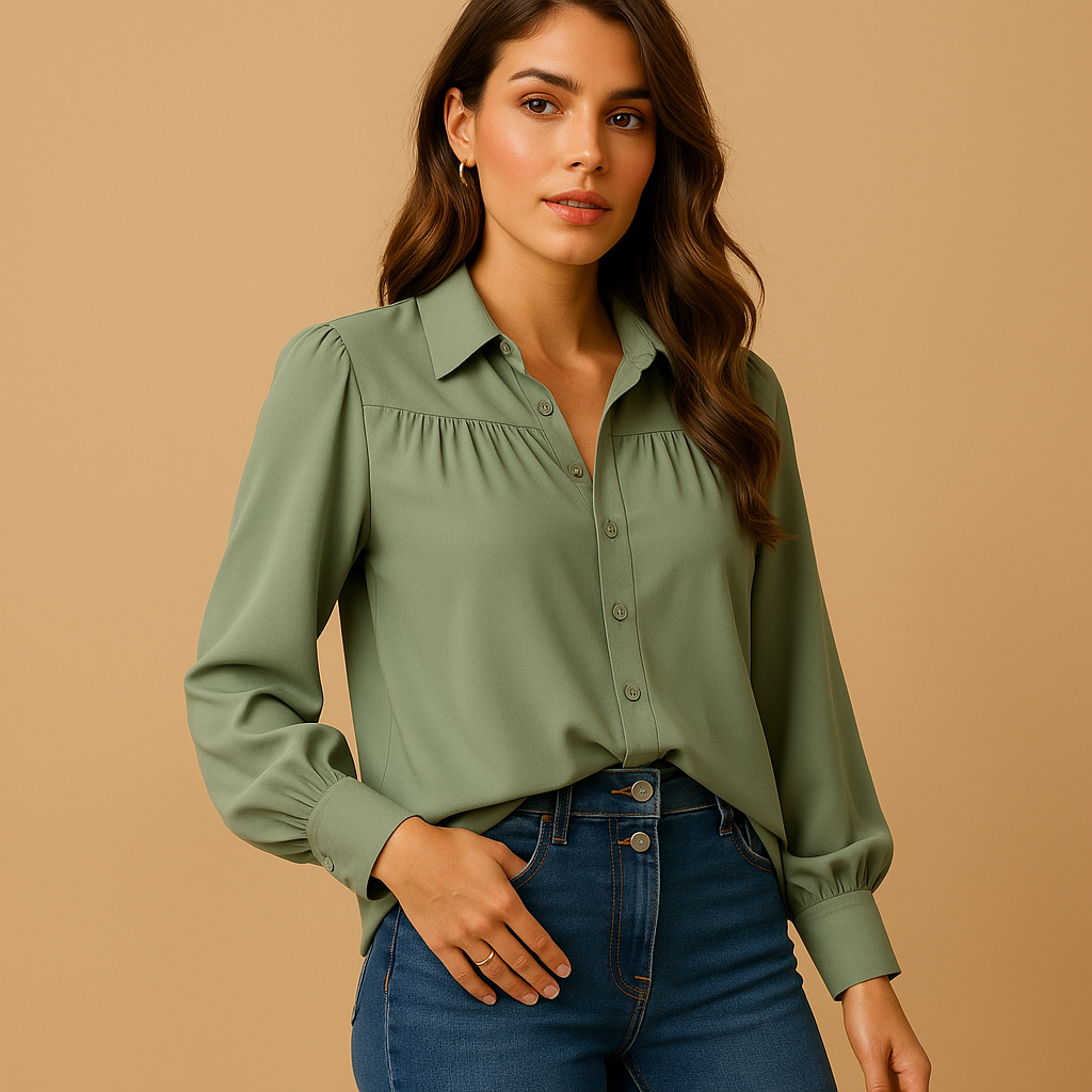 Lantern Sleeve Blouse for Women | Elegant Design | Lightweight Fabric | Versatile Casual or Dressy Wear