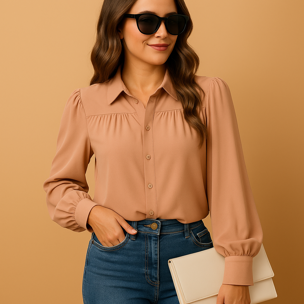 Lantern Sleeve Blouse for Women | Elegant Design | Lightweight Fabric | Versatile Casual or Dressy Wear