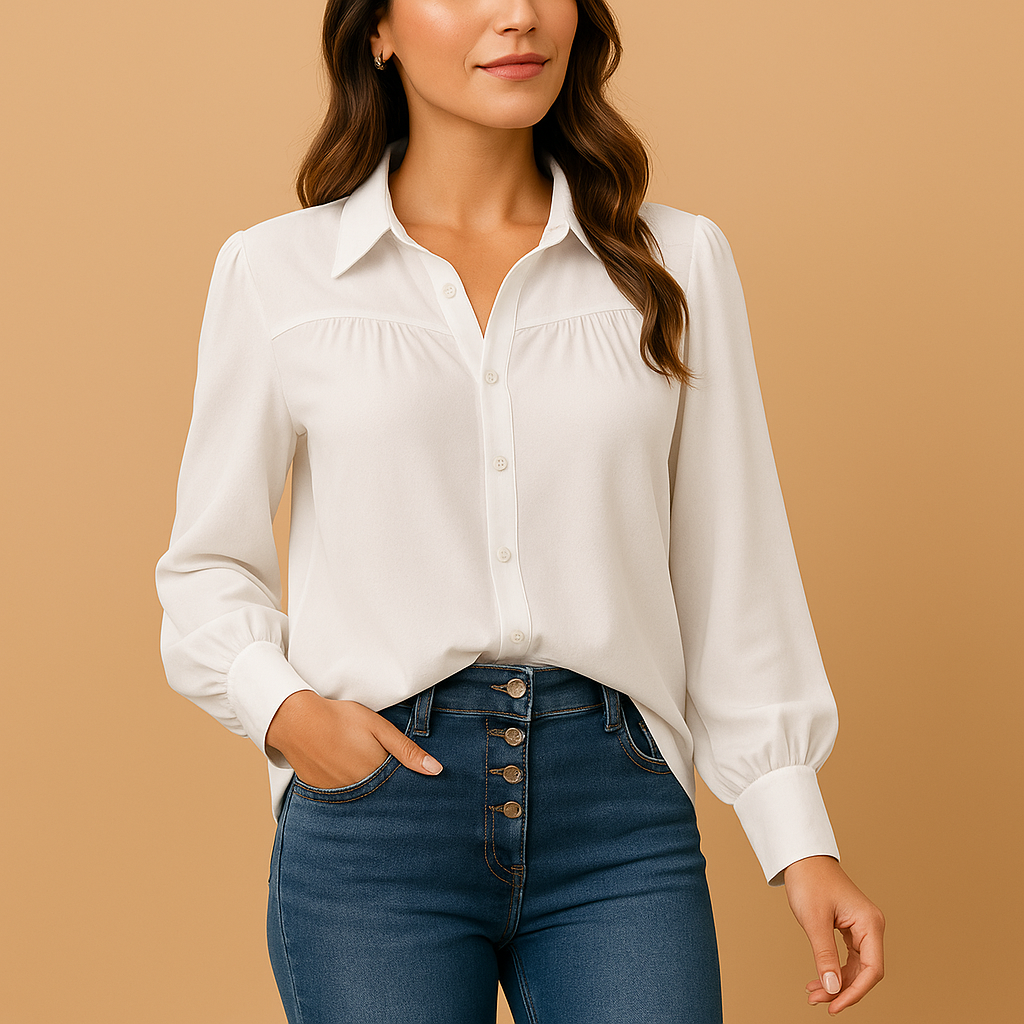 Lantern Sleeve Blouse for Women | Elegant Design | Lightweight Fabric | Versatile Casual or Dressy Wear