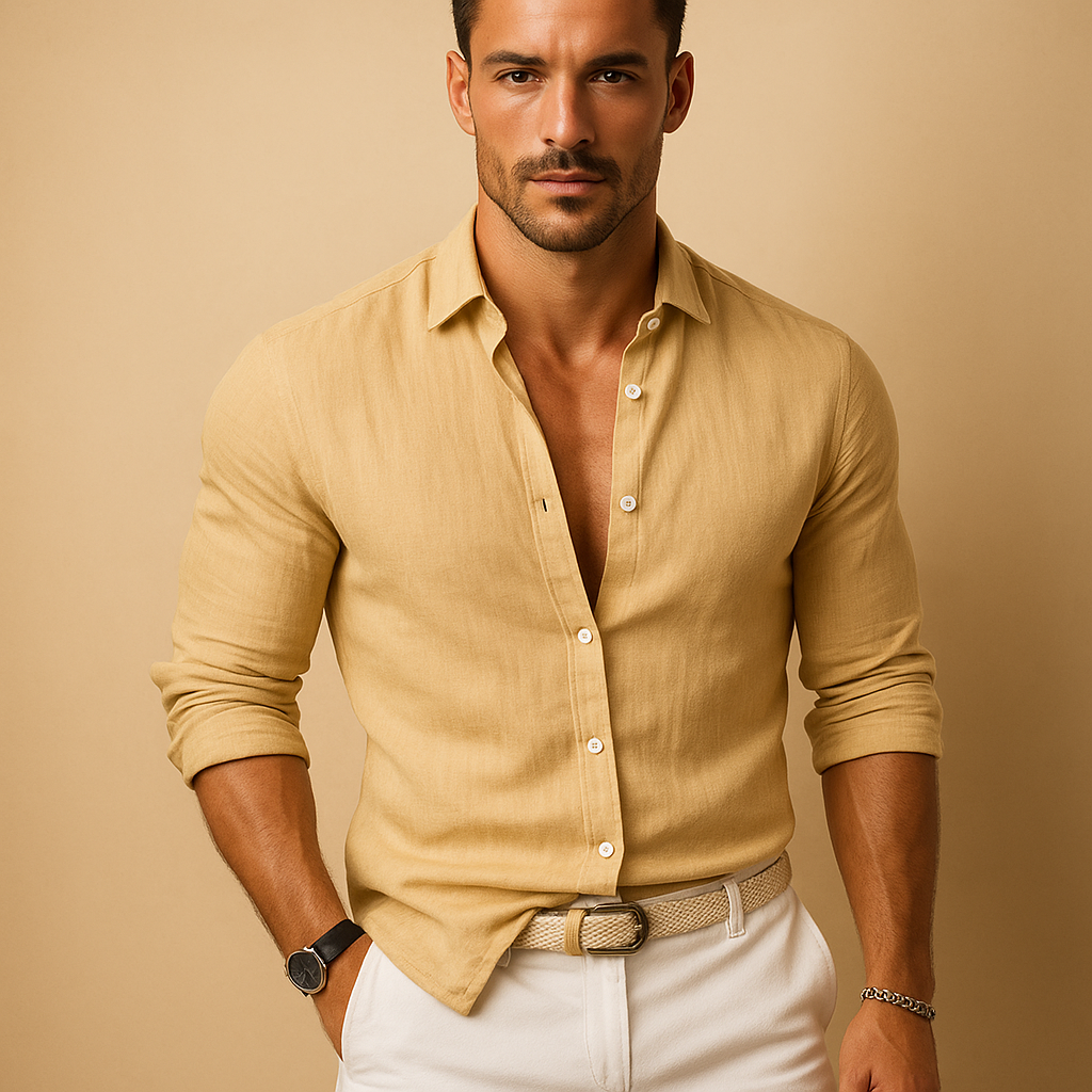 Lightweight Men's Button-Down Shirt with Cuffs | Casual Wear for Everyday Comfort