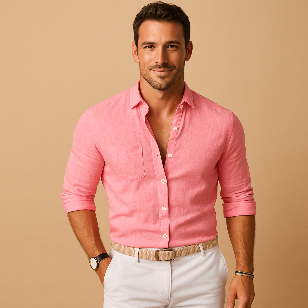 Lightweight Men's Button-Down Shirt with Cuffs | Casual Wear for Everyday Comfort
