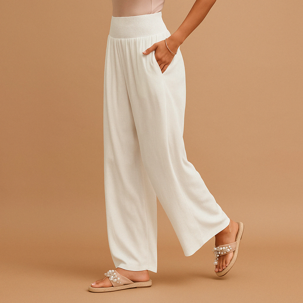 Lightweight Women's Summer Pants with Elastic Waistband - Comfortable Casual Trousers for Warm Weather Wear