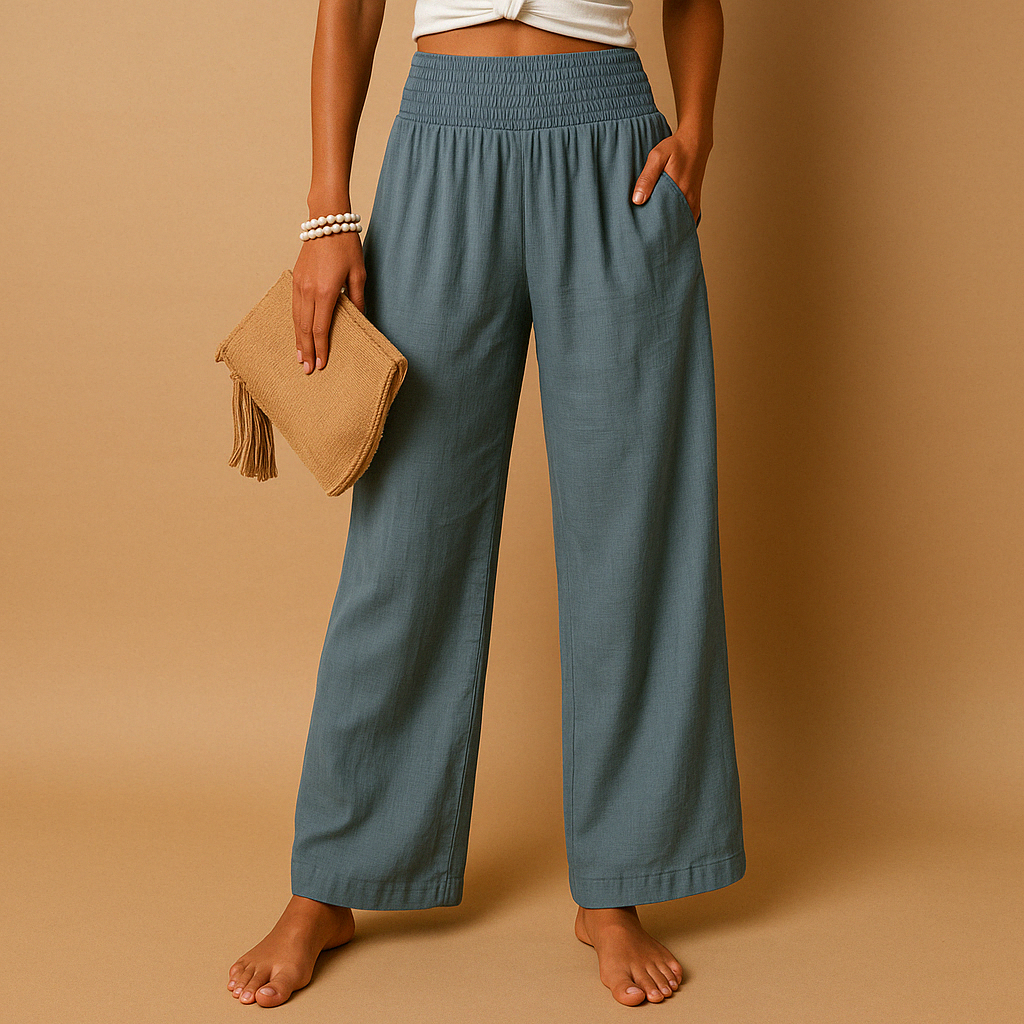 Lightweight Women's Summer Pants with Elastic Waistband - Comfortable Casual Trousers for Warm Weather Wear