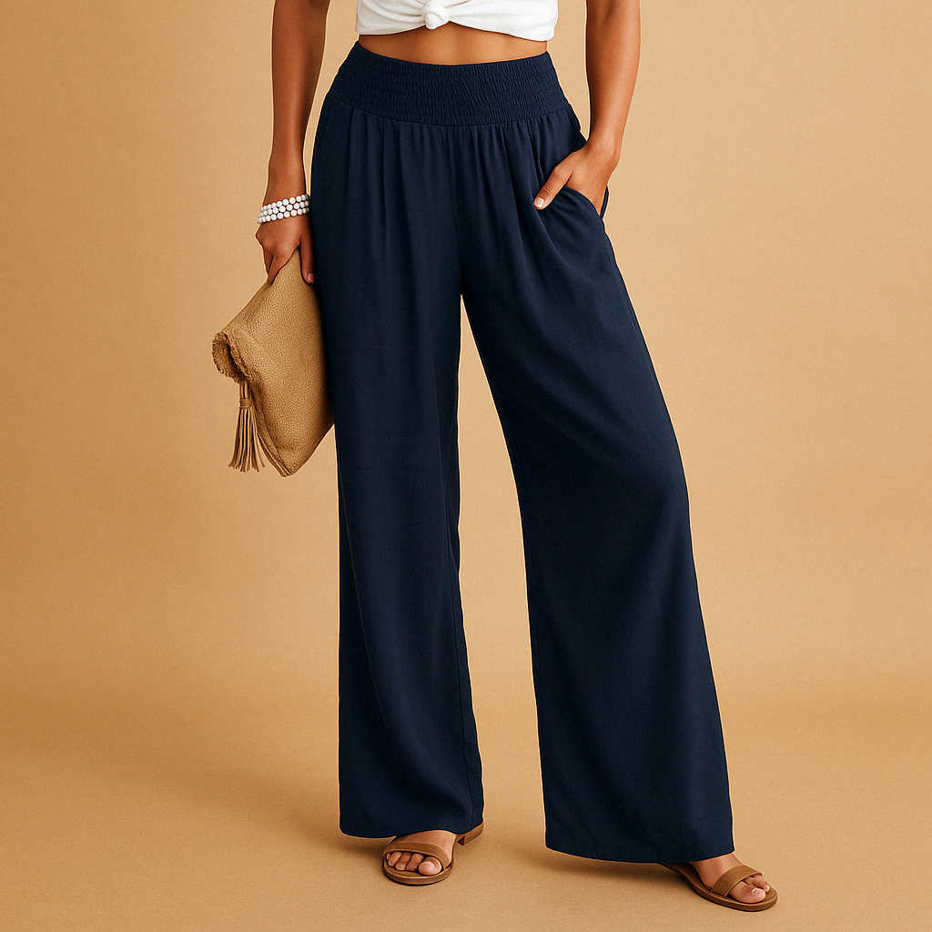 Lightweight Women's Summer Pants with Elastic Waistband - Comfortable Casual Trousers for Warm Weather Wear