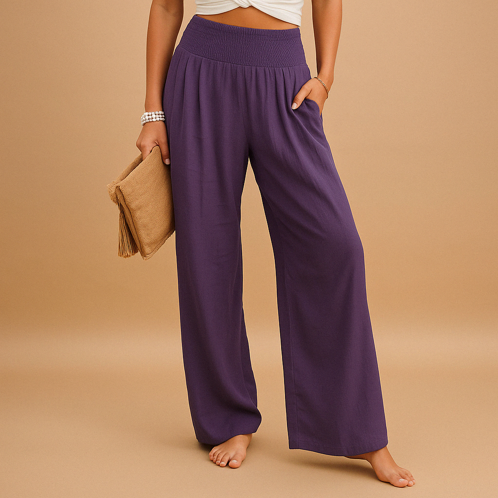 Lightweight Women's Summer Pants with Elastic Waistband - Comfortable Casual Trousers for Warm Weather Wear