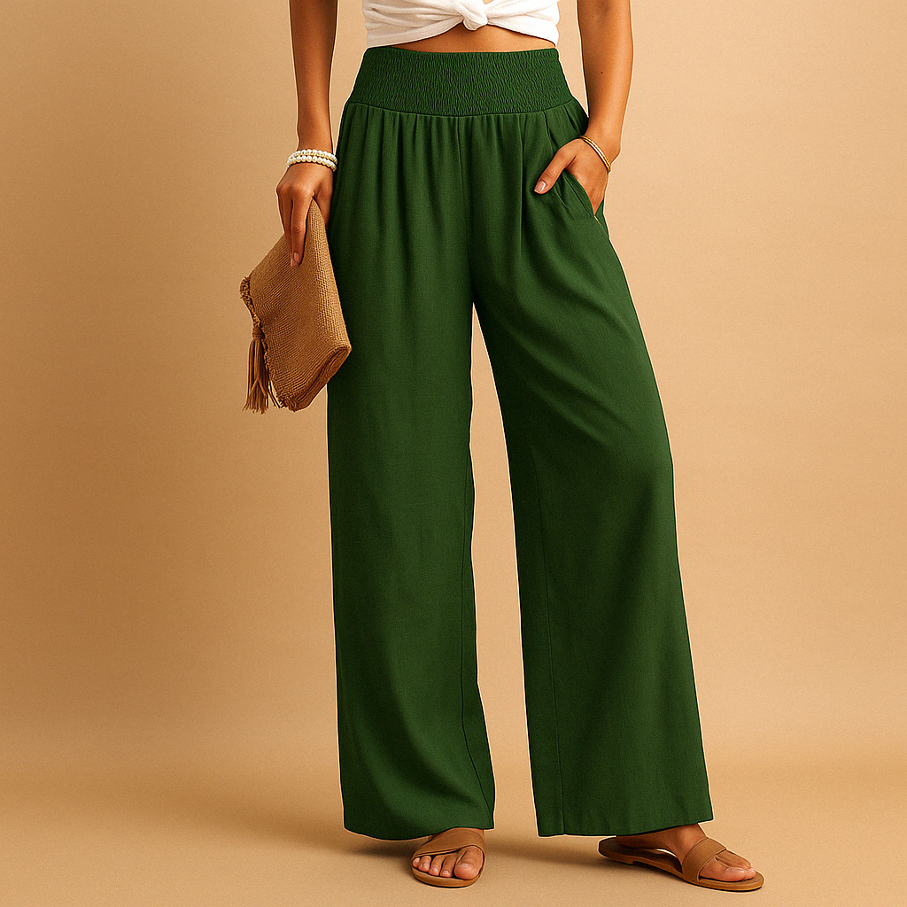Lightweight Women's Summer Pants with Elastic Waistband - Comfortable Casual Trousers for Warm Weather Wear