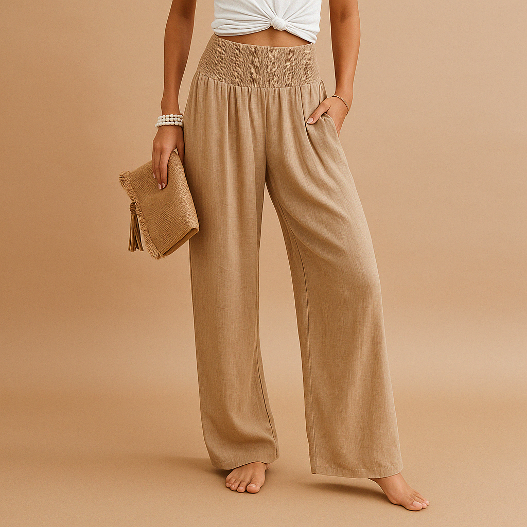 Lightweight Women's Summer Pants with Elastic Waistband - Comfortable Casual Trousers for Warm Weather Wear