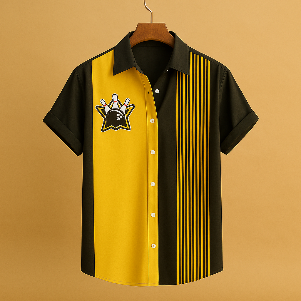 Men's Bowling Print Polo Shirt | Cotton Blend | Casual Wear | Short Sleeve Design