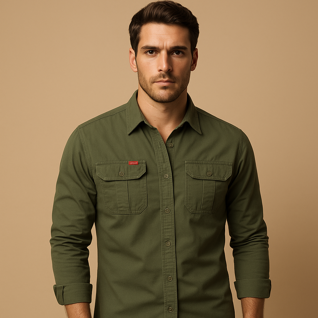 Men's Cargo Cotton Shirt | Casual Style for Everyday Wear | Versatile and Comfortable Design