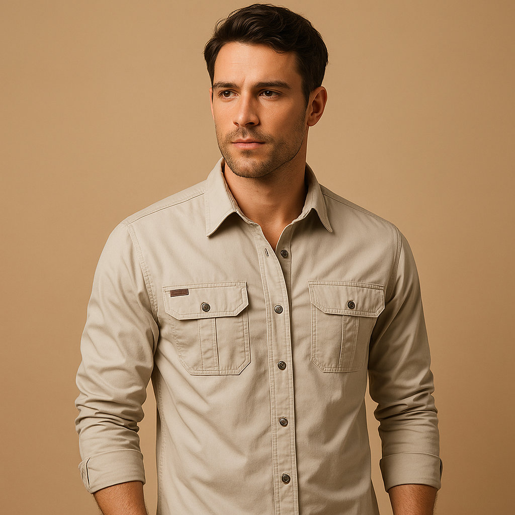 Men's Cargo Cotton Shirt | Casual Style for Everyday Wear | Versatile and Comfortable Design