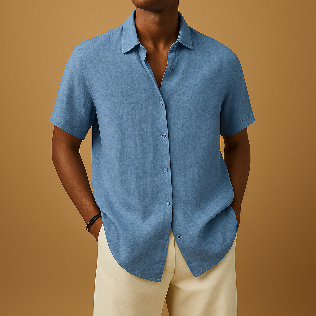 Men's Casual Short Sleeve Summer Shirt - Lightweight Cotton Blend - Perfect for Everyday Wear and Outdoor Activities
