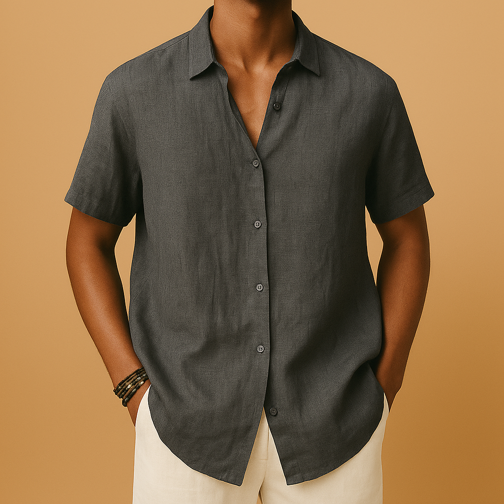 Men's Casual Short Sleeve Summer Shirt - Lightweight Cotton Blend - Perfect for Everyday Wear and Outdoor Activities