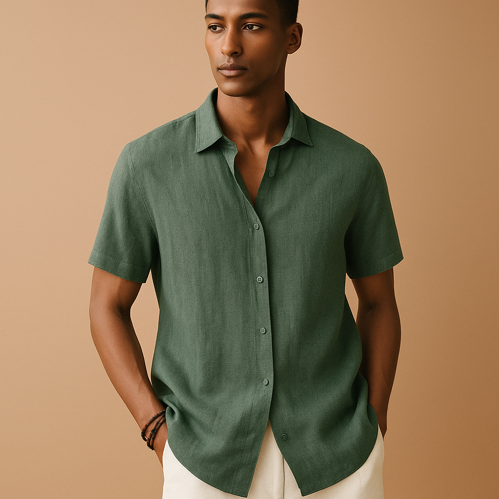 Men's Casual Short Sleeve Summer Shirt - Lightweight Cotton Blend - Perfect for Everyday Wear and Outdoor Activities