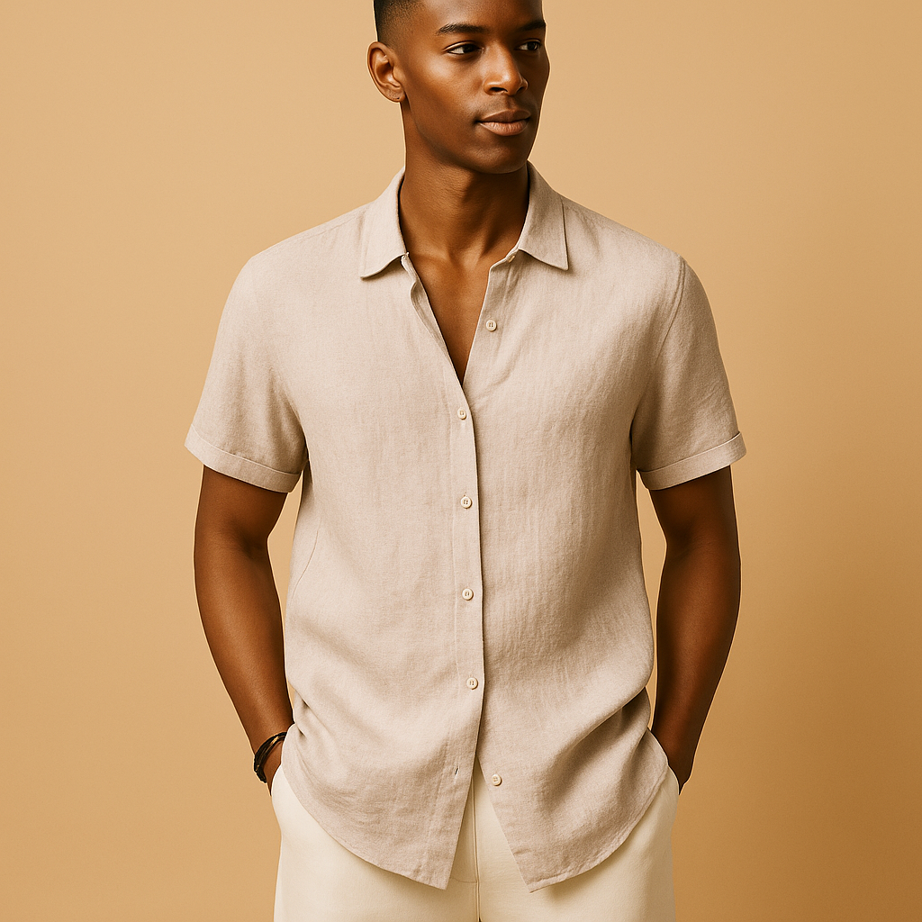 Men's Casual Short Sleeve Summer Shirt - Lightweight Cotton Blend - Perfect for Everyday Wear and Outdoor Activities