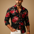 Men's Floral Print Shirt | Lightweight Cotton | Casual Wear | Short Sleeve Design