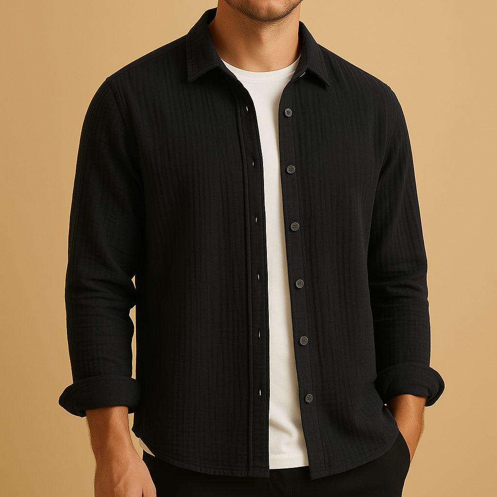 Men's Long Sleeve Button Down Shirt - Cotton Blend, Casual Fit, Versatile for Work or Leisure