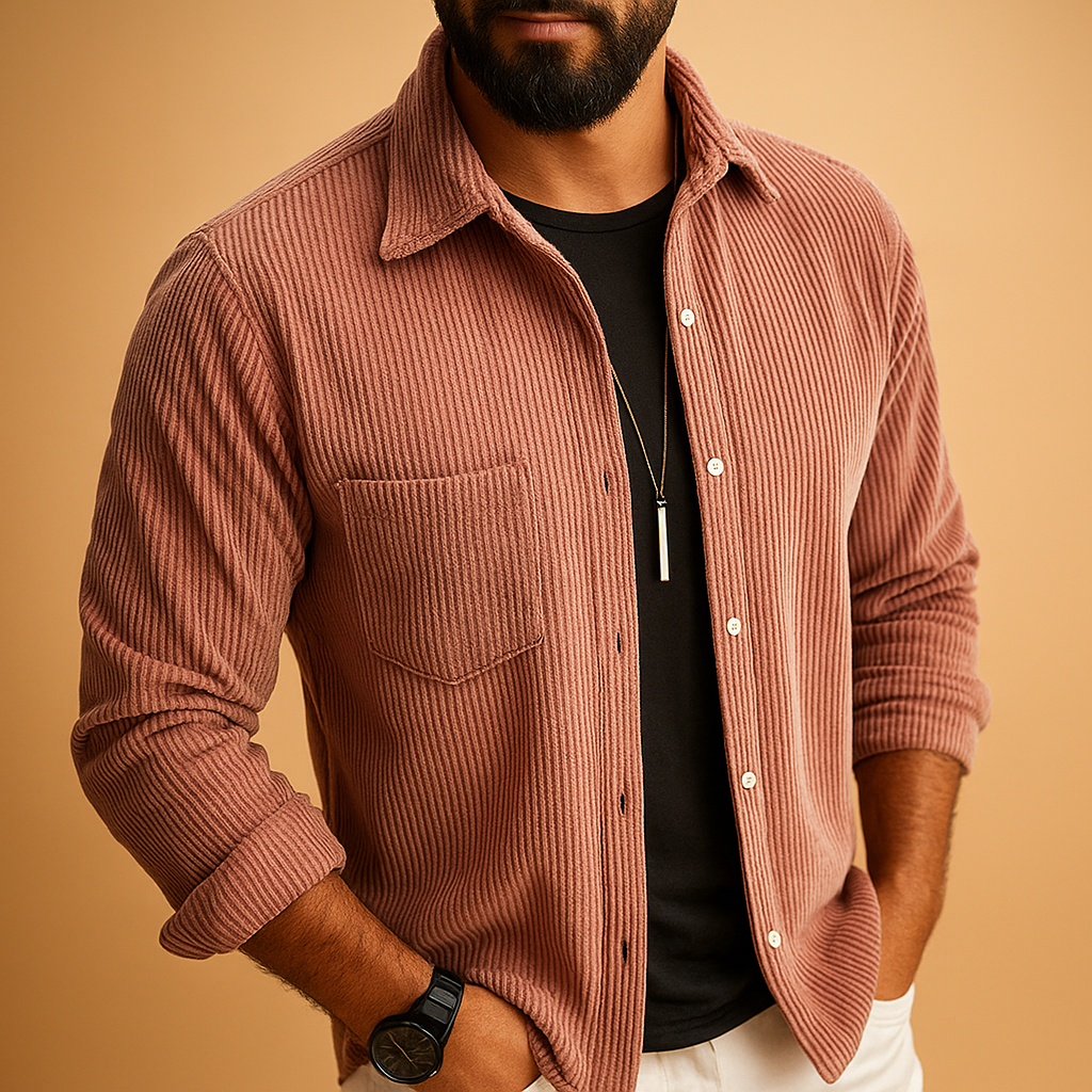 Men's Long Sleeve Shirt - Cotton Blend - Casual Fit - Ideal for Everyday Wear - Available in Multiple Colors