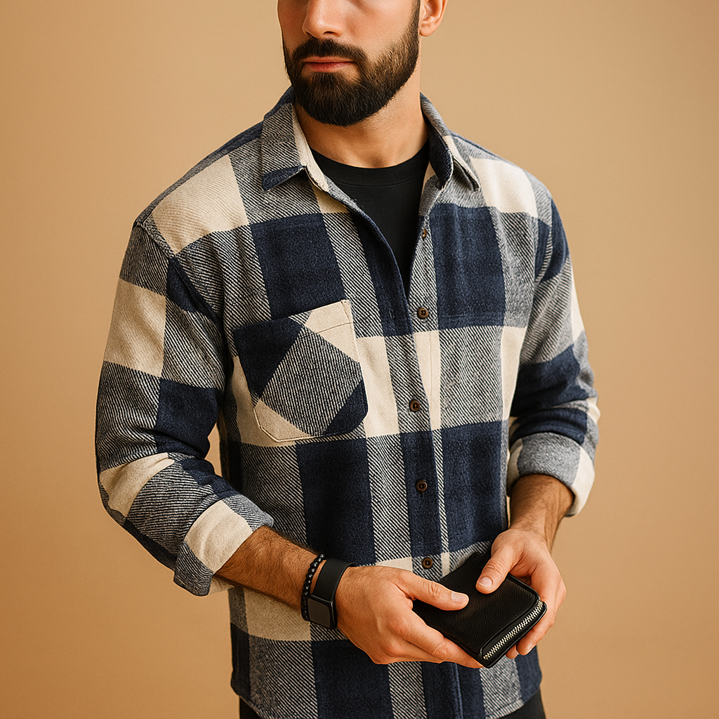 Men's Long Sleeve Shirt - Cotton Blend - Casual Fit - Ideal for Everyday Wear - Available in Multiple Colors
