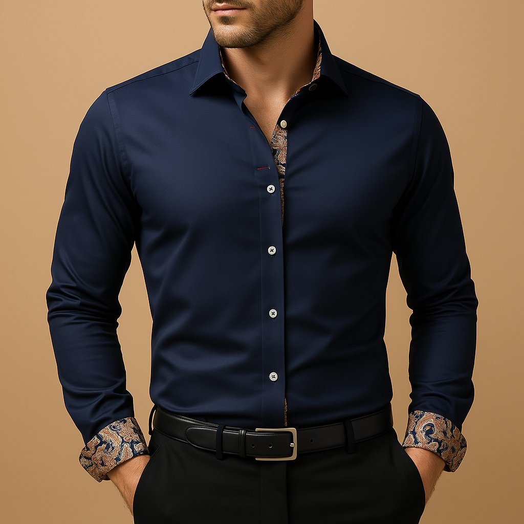 Men's Modern Fit Long Sleeve Shirt | Classic Cotton Design for Casual or Business Wear
