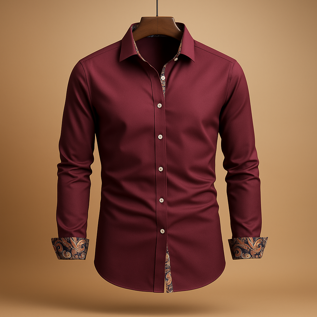 Men's Modern Fit Long Sleeve Shirt | Classic Cotton Design for Casual or Business Wear