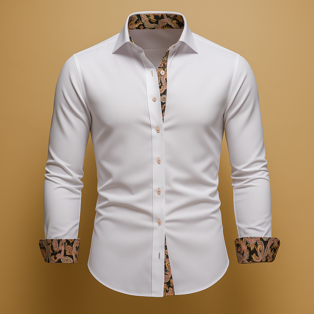 Men's Modern Fit Long Sleeve Shirt | Classic Cotton Design for Casual or Business Wear