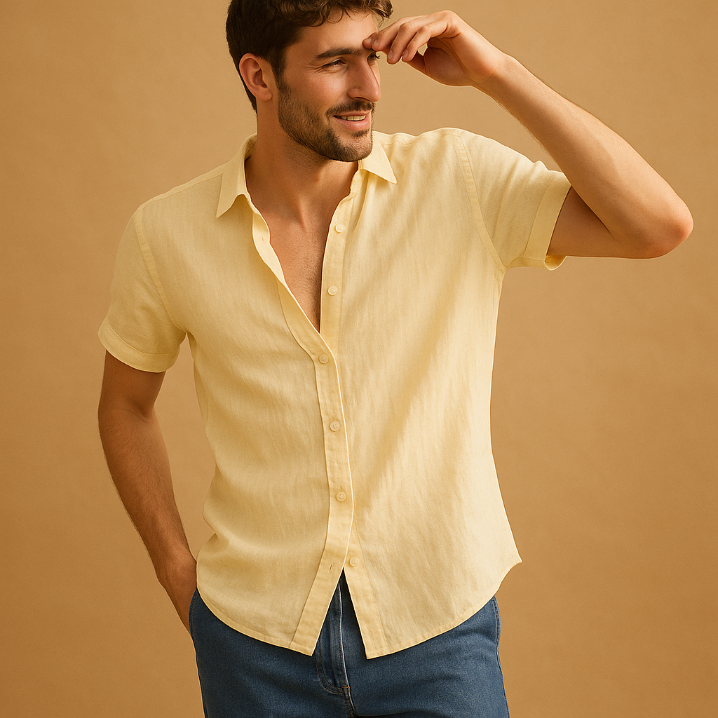 Men's Short Sleeve Summer Shirt - Lightweight Cotton Casual Top for Warm Weather Wear