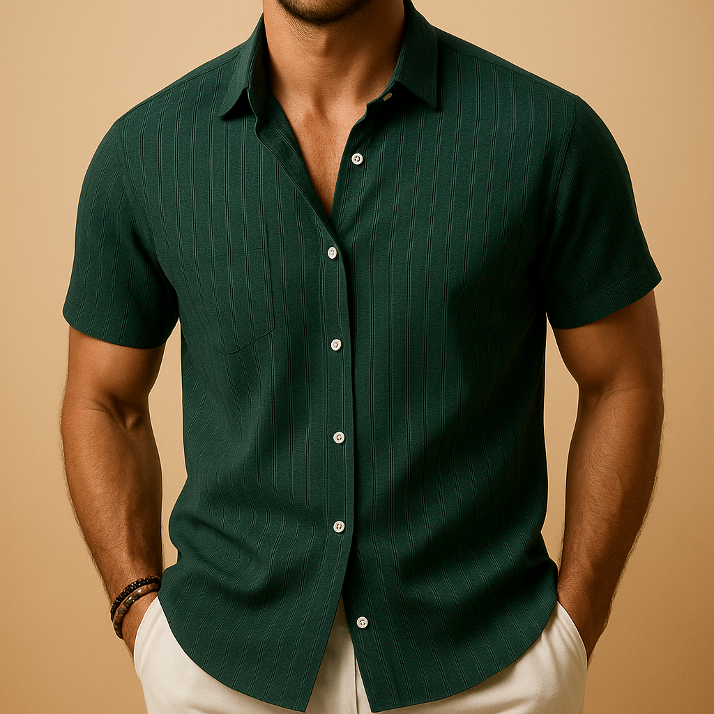 Men's Short Sleeve Summer Shirt with Smart Collar | Lightweight Casual Wear for Warm Weather