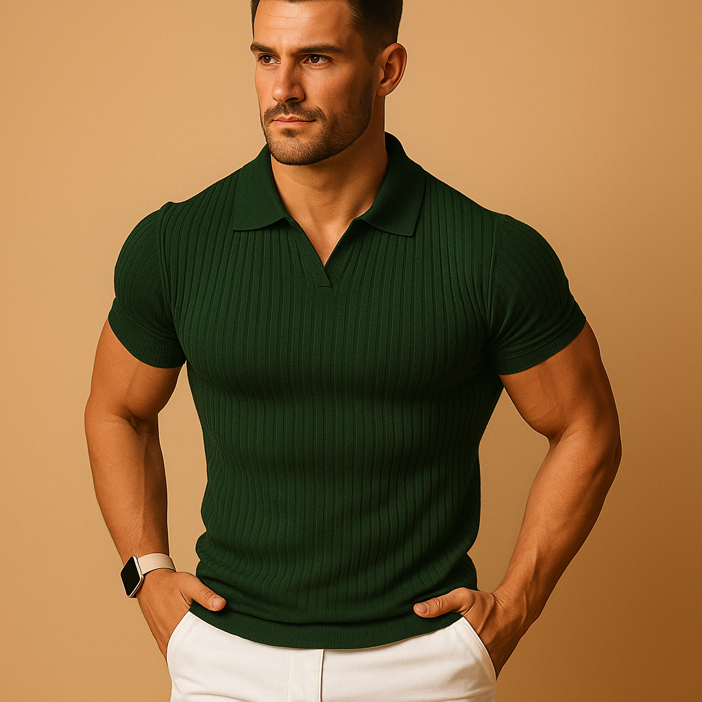 Men's Slim Fit V-Neck Polo Shirt | Lightweight Cotton Blend | Casual Wear