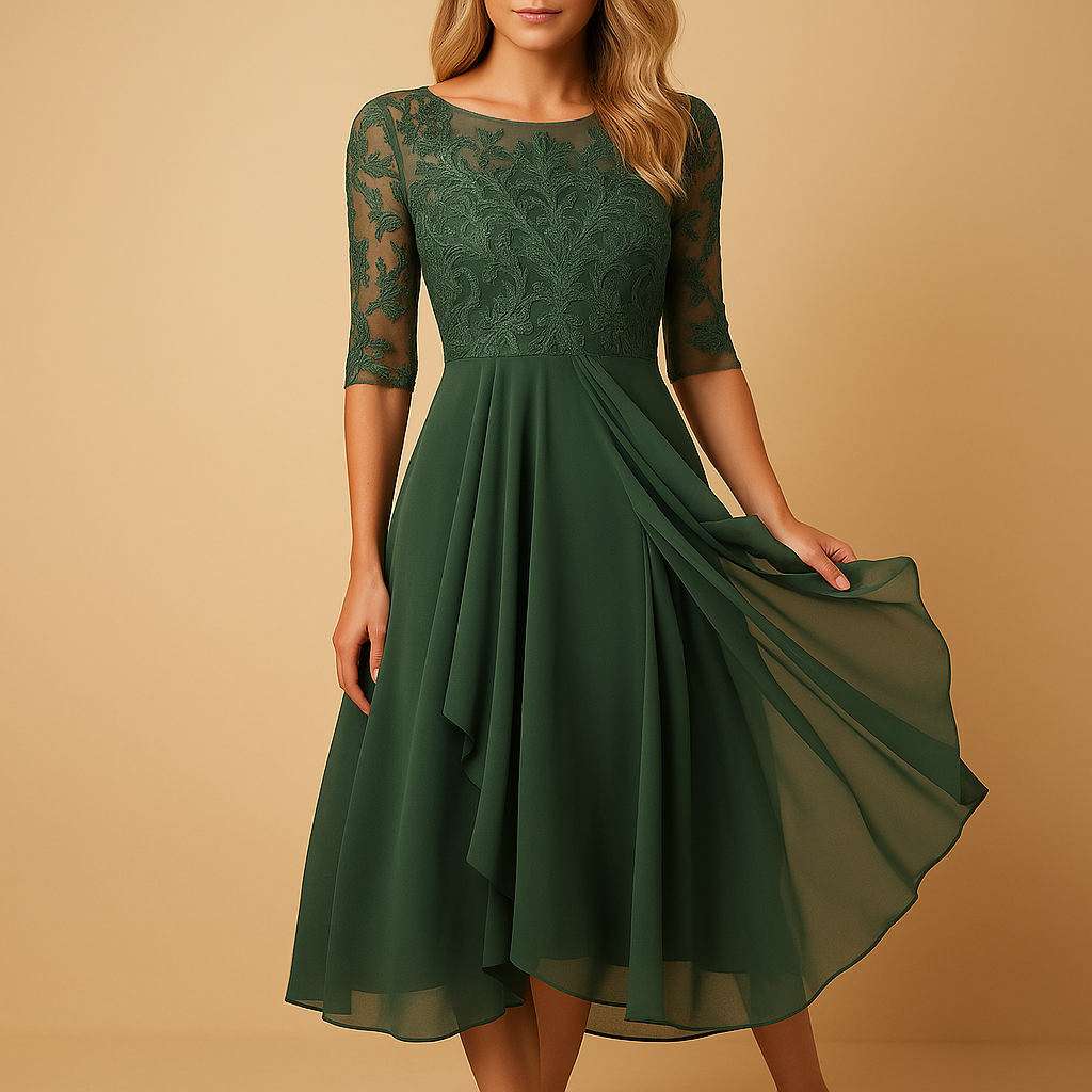 Midi dress with lace top for women | Clara