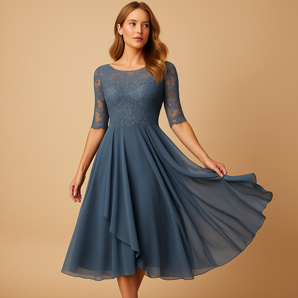 Midi dress with lace top for women | Clara