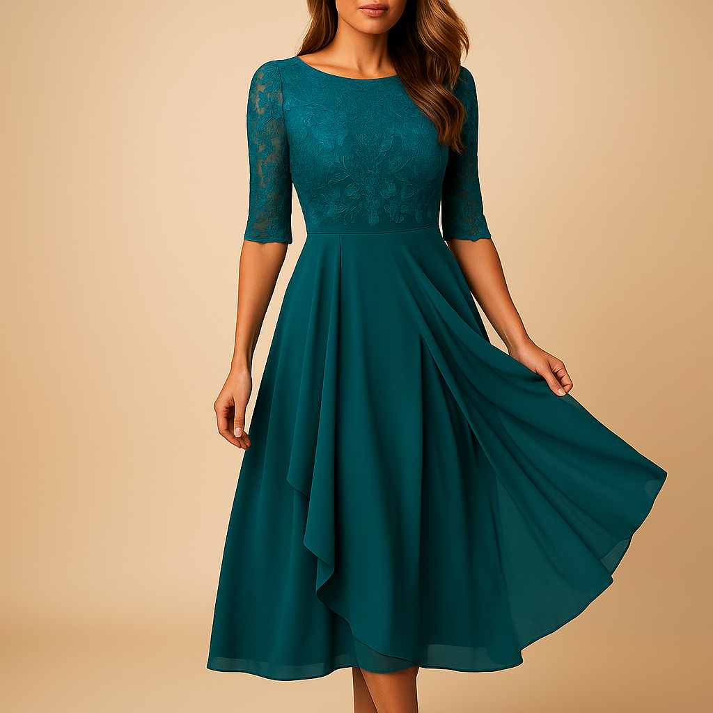 Midi dress with lace top for women | Clara