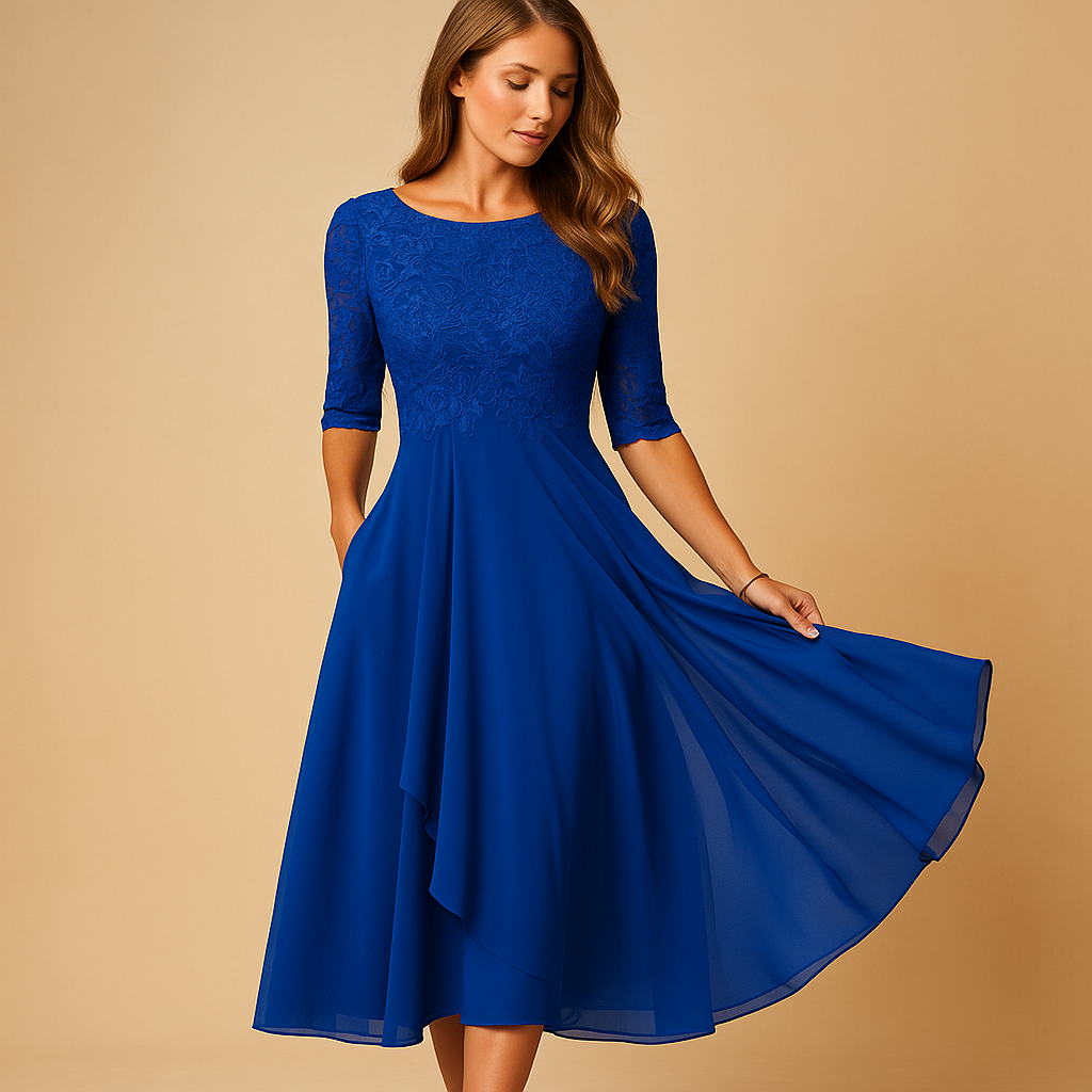 Midi dress with lace top for women | Clara