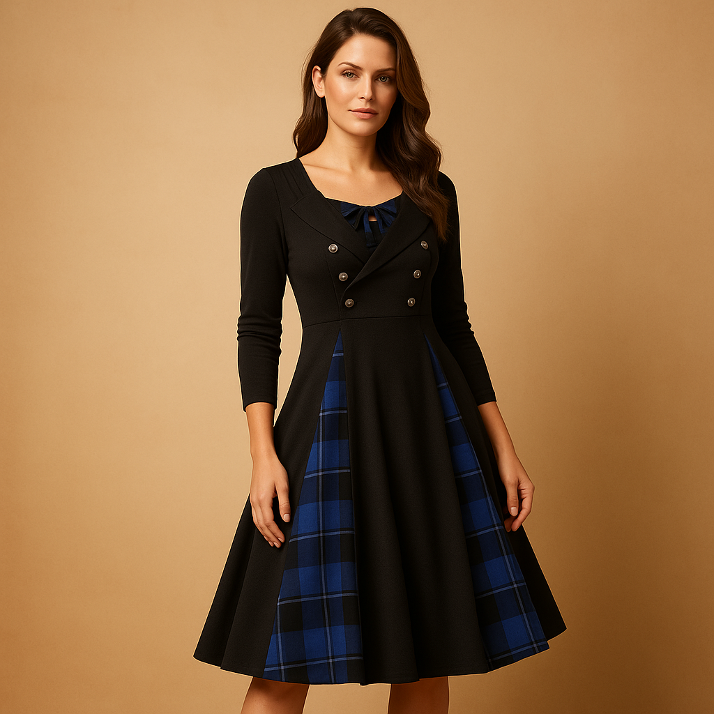 Plaid A-line dress for women | Harper