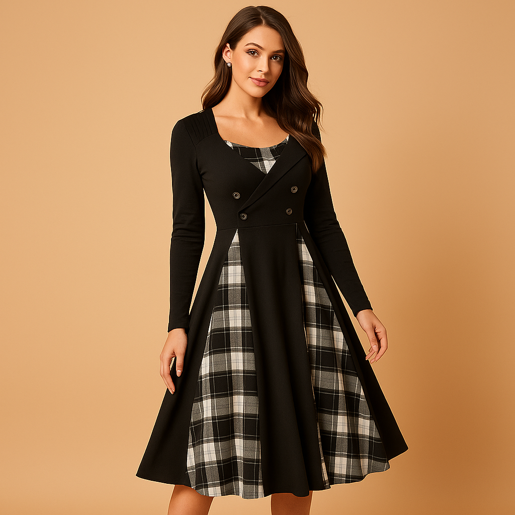 Plaid A-line dress for women | Harper