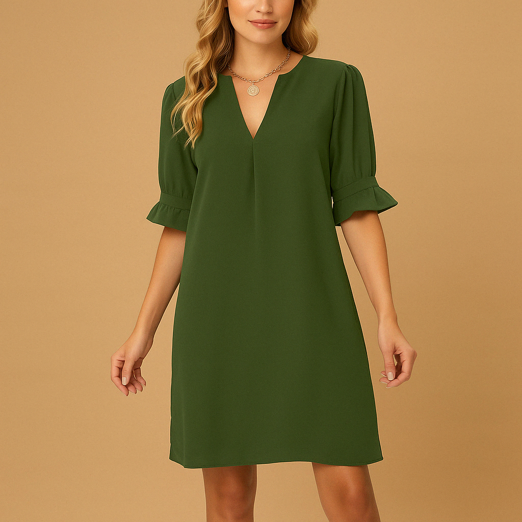 Pleated midi dress with half sleeves for women | Grace